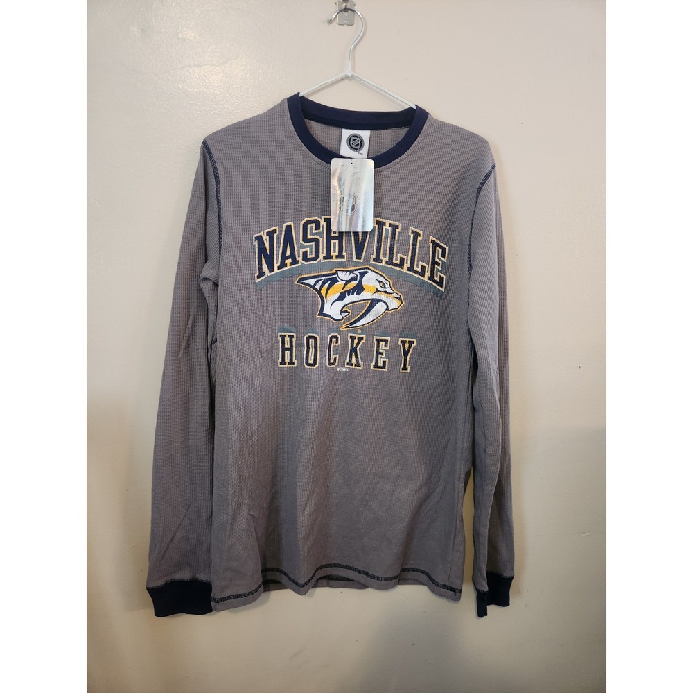 Nashville Predators Shirt Mens M Gray Long‎ Sleeve Thermal Cotton Blend NHL NEW
